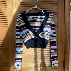 Forever 21 Women's Striped V-Neck Top - Multicolor